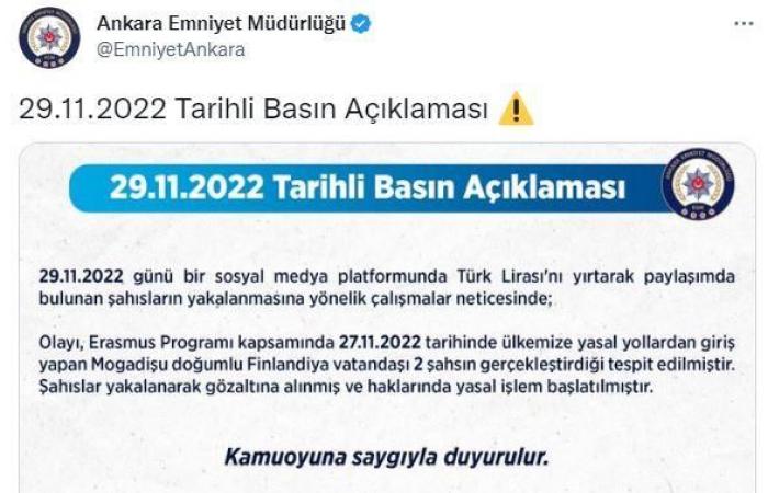 Finnish Erasmus student tore up 5 Turkish Liras! Caught in Ankara